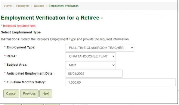 Screenshot of Employment Verification Form Step 6