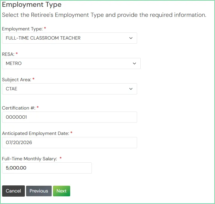 Screenshot of Employment Verification Form Step 7